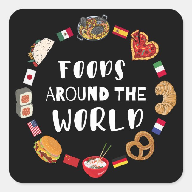 Foods around the world  square sticker (Front)