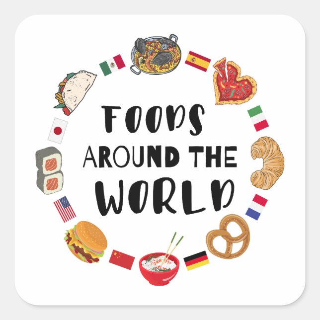 Foods around the world  square sticker (Front)