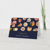 Foods Illustrated Dark Blue Bridal Shower Brunch