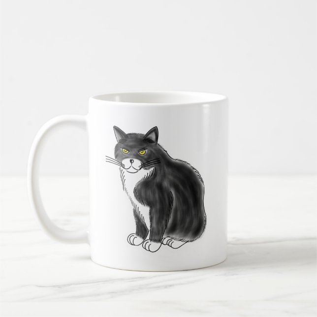 FooFooCat: Jumbo Fluffy Tuxedo Cat Coffee Mug (Left)