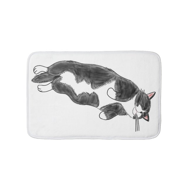 FooFooCat: Lazy Jumbo Tuxedo Cat Bath Mat (Front)