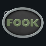 Fook green black oval belt buckle<br><div class="desc">Fook belts are for feisty Irish and their friends on Saint Patrick's Day or any day. Fook is Steamy Raimon original calligraphy art.</div>