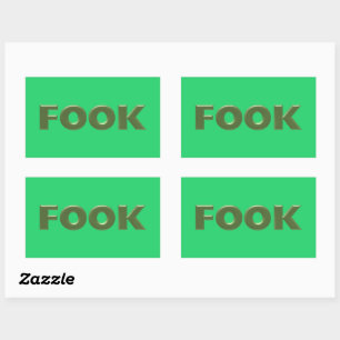 Fook green rectangle large stickers