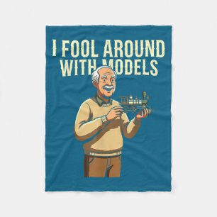 Fool Around With Models Train Hobby Funny Locomoti Fleece Blanket