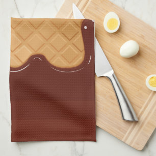 Fool-the-eye Dripping Chocolate Ice Cream Cone Tea Towel