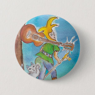 Fool with Guitar (round button) 6 Cm Round Badge