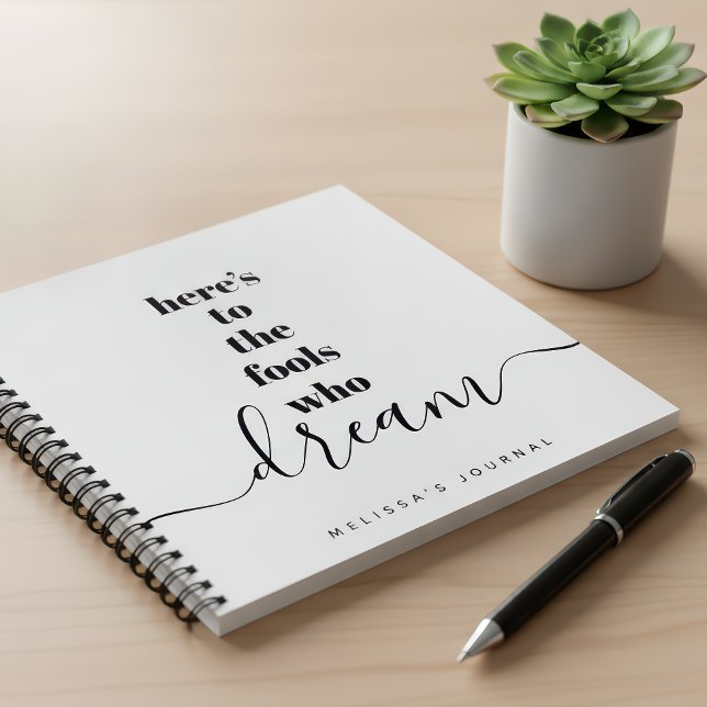 Fools Who Dream Quote Bold Black White Keepsake Notebook (Creator Uploaded)