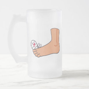Foot-2 Broken Toe Frosted Glass Beer Mug