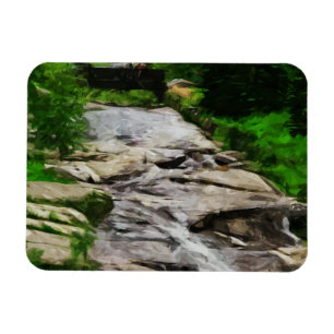 Foot Bridge Over Rocky Stream and Falls Abstract Magnet