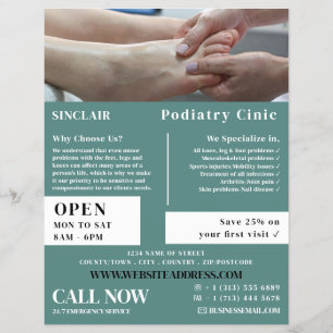 Foot Exam Portrait, Podiatry Clinic, Podiatrist Flyer