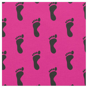 Foot Feet Footprints Pink Black Fabric