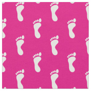 Foot Feet Footprints Pink White Fabric