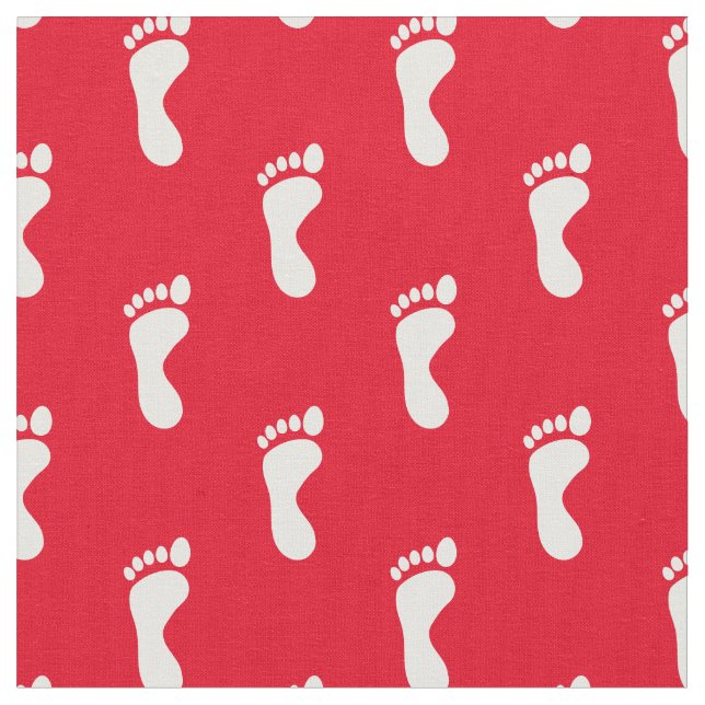 Foot Feet Footprints Red White Fabric (Close Up)