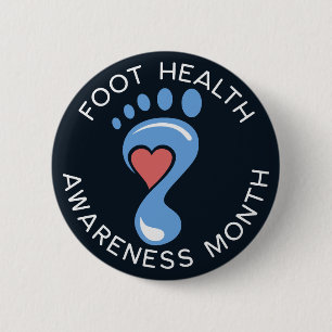 Foot Health Awareness Month Sticker 6 Cm Round Badge