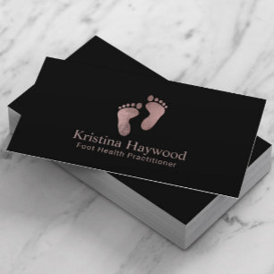 Foot Health Practitioner Modern Rose Gold & Black Business Card