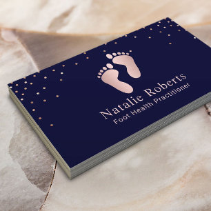 Foot Healthcare Practitioner Navy & Rose Gold  Business Card