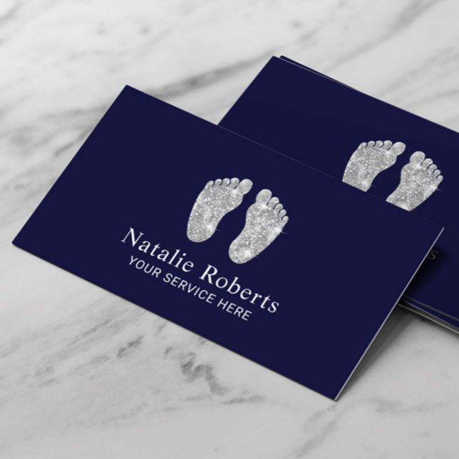 Foot Healthcare Practitioner Reflexology Spa Navy  Business Card (Creator Uploaded)