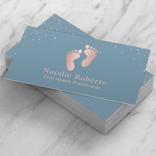 Foot Healthcare Practitioner Rose Gold Dusty Blue Business Card