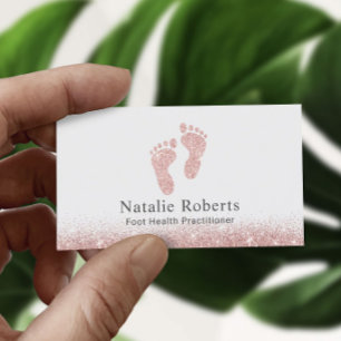 Foot Healthcare Practitioner Rose Gold Glitter Business Card