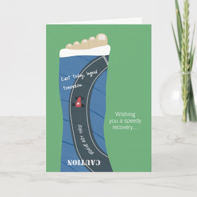 Foot Leg Cast Encouraging Greeting Card (Front)