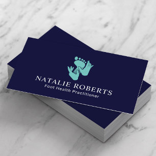 Foot Massage Healthcare Practitioner Teal & Navy Business Card