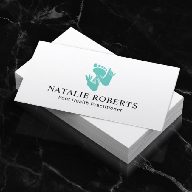 Foot Massage Healthcare Practitioner Teal Spa Business Card (Creator Uploaded)