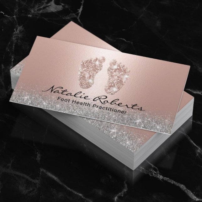 Foot Massage Practitioner Modern Rose Gold Spa Business Card (Creator Uploaded)