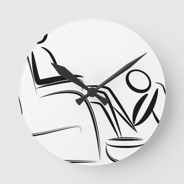 Foot Massage Stick Figure Round Clock (Front)