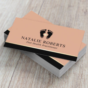 Foot Massage Therapist Podiatrist Elegant Beige Business Card