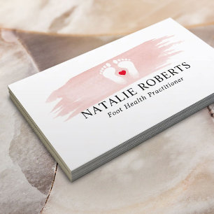 Foot Massage Therapist Podiatrist Pink Brushstroke Business Card