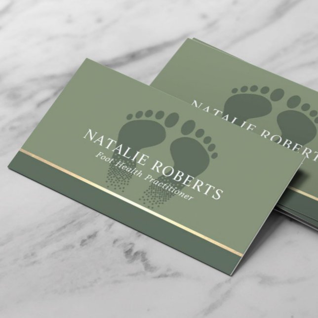 Foot Massage Therapist Podiatrist Sage Green SPA 2 Business Card (Creator Uploaded)