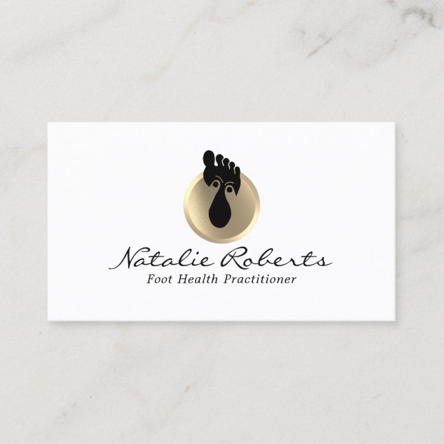 Foot Massage Therapy Gold Logo Reflexology Spa Business Card (Front)