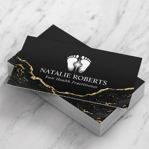 Foot Massage Therapy Modern Black Gold Podiatrist  Business Card