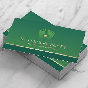 Foot Massage Therapy Podiatrist Elegant Green Spa Business Card
