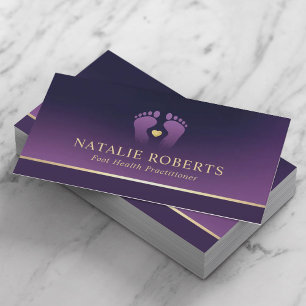 Foot Massage Therapy Podiatrist Elegant Purple Spa Business Card