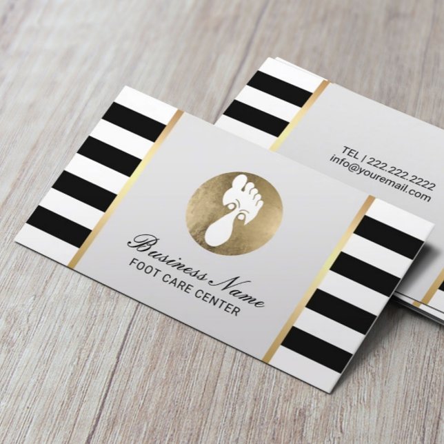 Foot Massage Thrapy Practitioner Modern Stripe Business Card (Creator Uploaded)