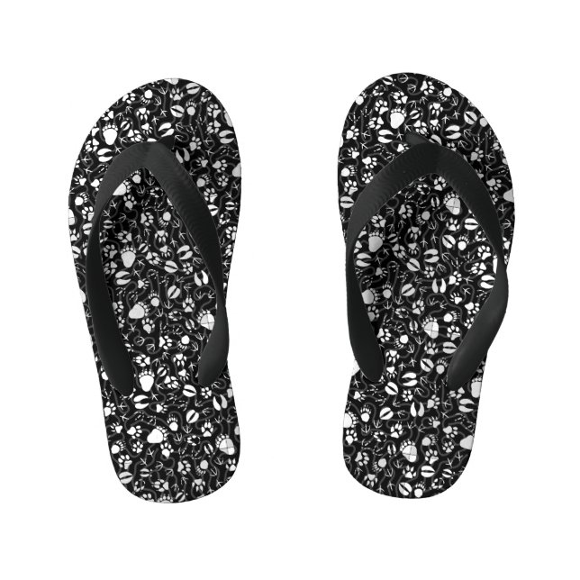 Foot prints 01.b. Black BG Kid's Jandals (Footbed)