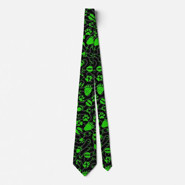 Foot prints 01.b.green Black BG Tie (Front)