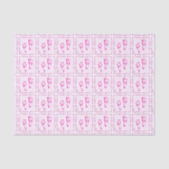 Foot Prints Baby Girl Pink-Tissue Wrapping Paper (Front)