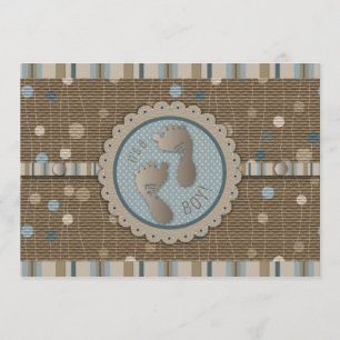 Foot Prints Boy Baby Shower Invitation
