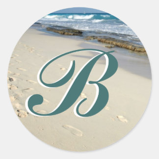 foot prints in the sand initial stickers