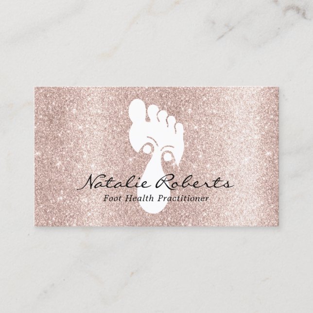 Foot Reflexology Spa Rose Gold Massage Therapy Business Card (Front)