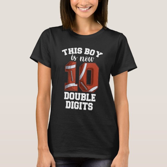 Football 10 Year Old Birthday Boy Shirt, Double Di T-Shirt (Front)