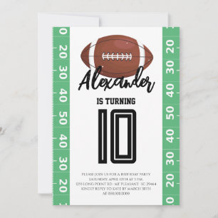 Football 10th Birthday Party Invitation
