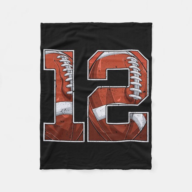 Football 12th Birthday Boy Twelve 12 Years Old Bda Fleece Blanket (Front)