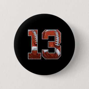 Football 13th Birthday Boy Thirteen 13 Years Old B 6 Cm Round Badge