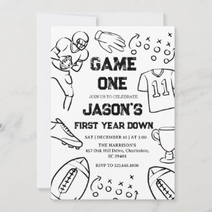 Football 1st Birthday American Sports Game On  Invitation