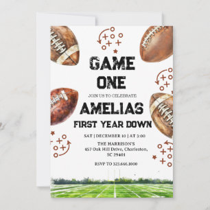 Football 1st Birthday American Sports Game On  Invitation