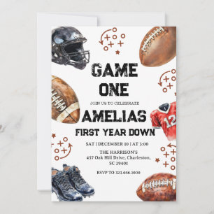 Football 1st Birthday American Sports Game On  Invitation