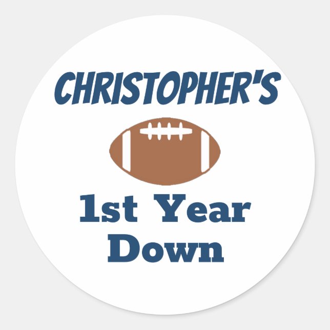 Football 1st Birthday Classic Round Sticker (Front)